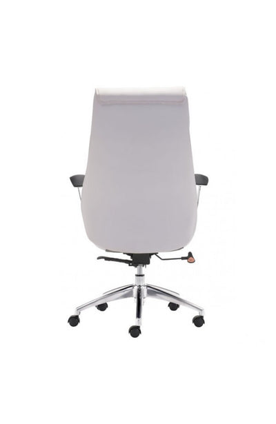 Regal White Leather & Chrome Modern Office Chair