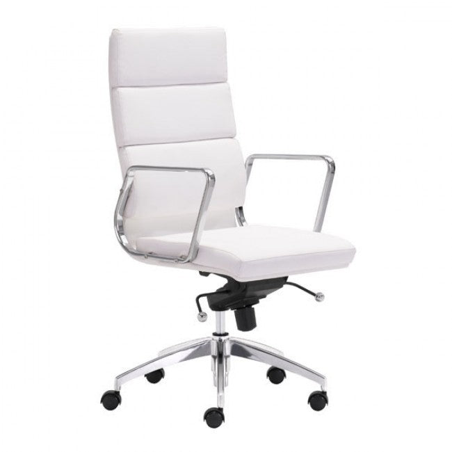 Timeless High-Back White Leatherette Office Chair
