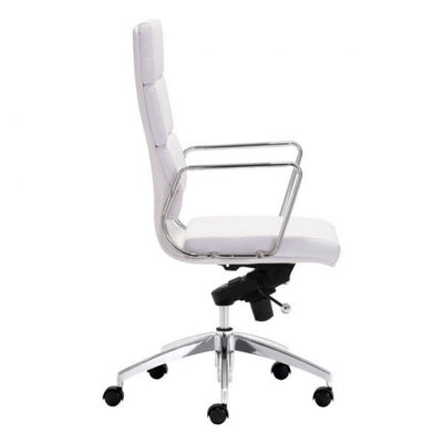Timeless High-Back White Leatherette Office Chair