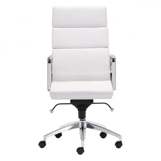 Timeless High-Back White Leatherette Office Chair