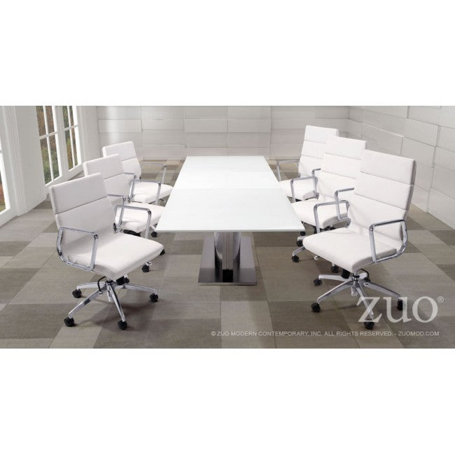 Timeless High-Back White Leatherette Office Chair