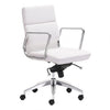 Timeless Low-Back White Leatherette Office Chair