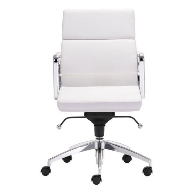 Timeless Low-Back White Leatherette Office Chair
