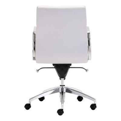 Timeless Low-Back White Leatherette Office Chair