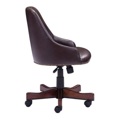 Powerful High-Back Executive Office Chair in Dark Brown Leatherette