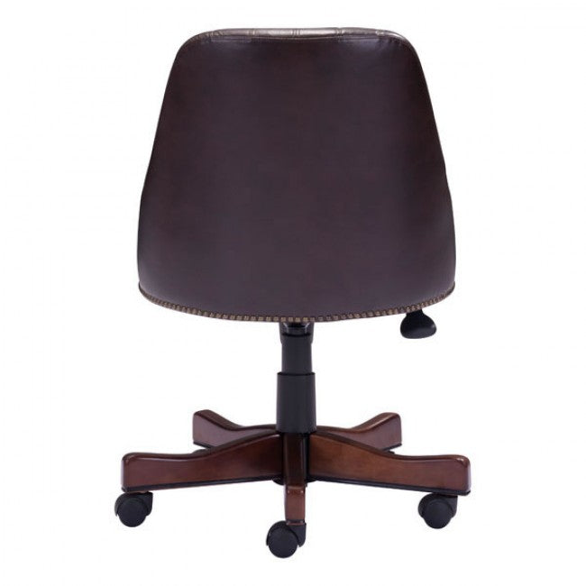 Powerful High-Back Executive Office Chair in Dark Brown Leatherette