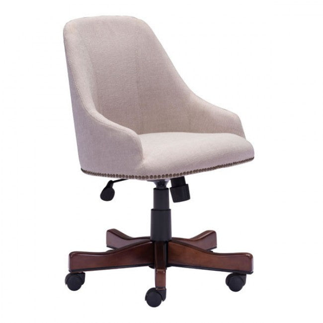 Powerful High-Back Executive Office Chair in Cream Leatherette