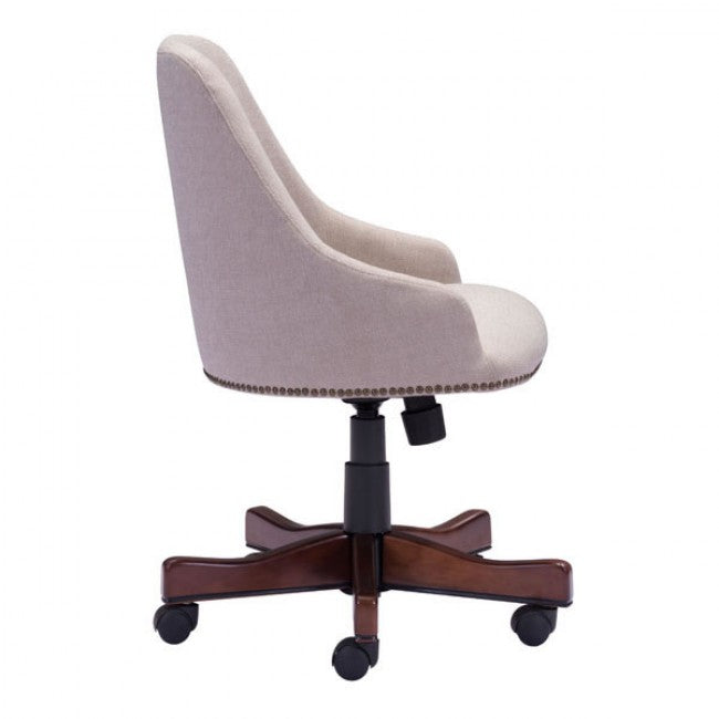 Powerful High-Back Executive Office Chair in Cream Leatherette