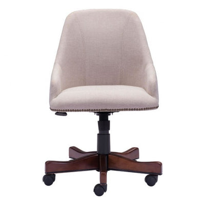 Powerful High-Back Executive Office Chair in Cream Leatherette