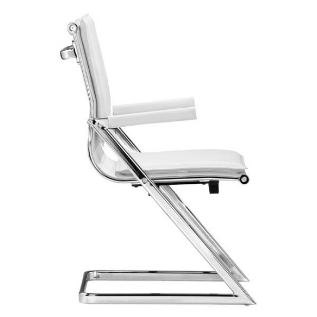 Ergonomic White Chromed Steel Guest or Conference Chair (Set of 2)
