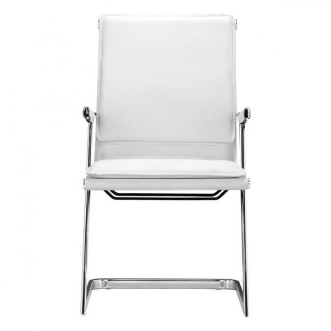 Ergonomic White Chromed Steel Guest or Conference Chair (Set of 2)