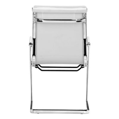 Ergonomic White Chromed Steel Guest or Conference Chair (Set of 2)