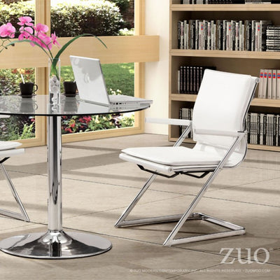 Ergonomic White Chromed Steel Guest or Conference Chair (Set of 2)