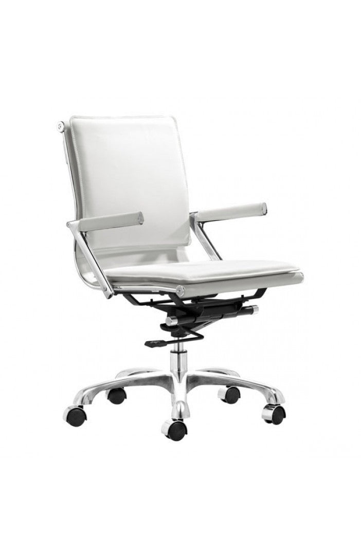 Modern White Leather & Chrome Office or Conference Chair