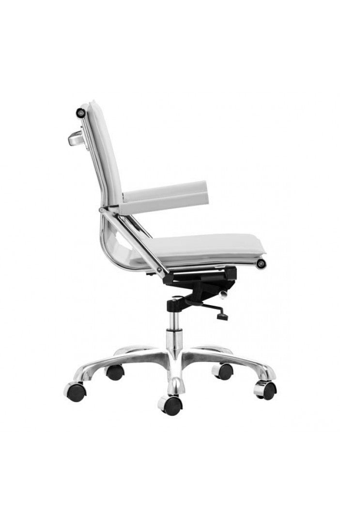 Modern White Leather & Chrome Office or Conference Chair
