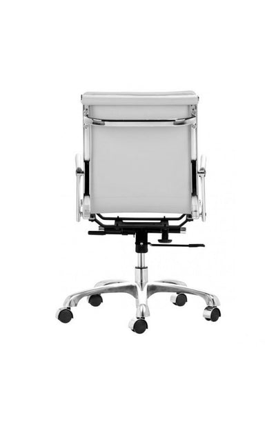 Modern White Leather & Chrome Office or Conference Chair