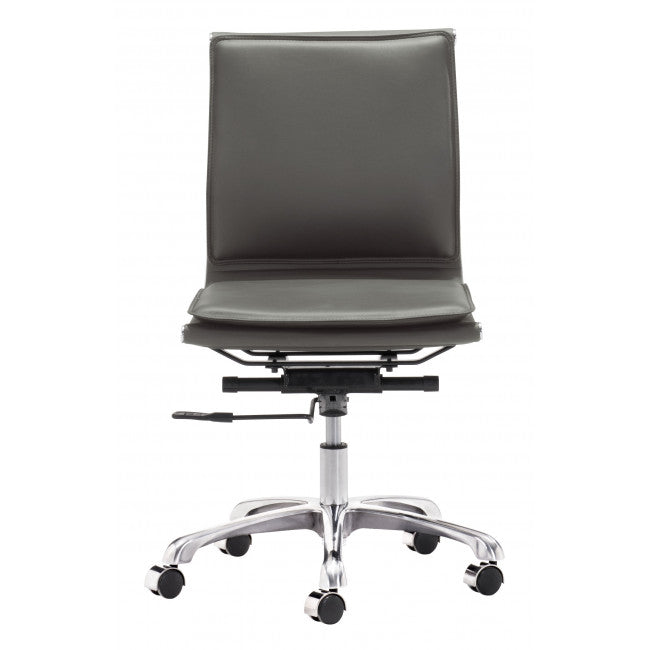 Rolling Mid-Back Office Chair in Charcoal Gray Leatherette