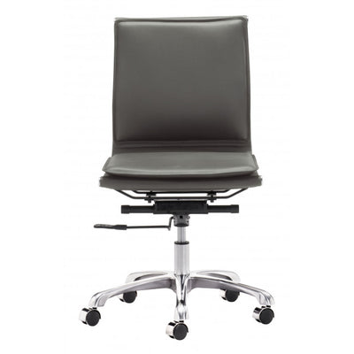 Rolling Mid-Back Office Chair in Charcoal Gray Leatherette