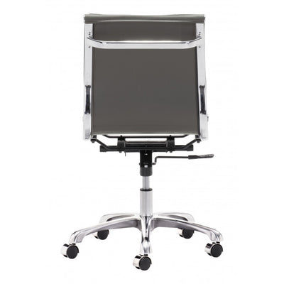 Rolling Mid-Back Office Chair in Charcoal Gray Leatherette
