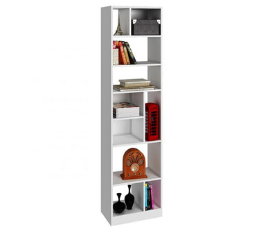 Contemporary Narrow White Bookcase