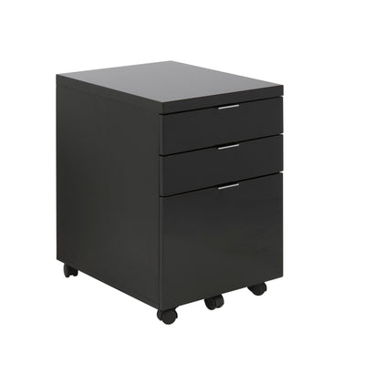 Black Lacquer 3-Drawer Office Filing Cabinet