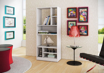 Wide White Bookcase in Sleek & Clean Style