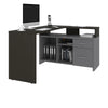 56" X 44" Unique Petite Corner Desk with Credenza in Deep Gray & Slate