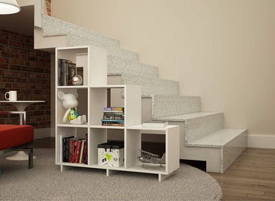 Sophisticated White Bookshelf w/ Square Cubbies
