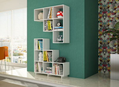 Sophisticated White Bookshelf w/ Square Cubbies