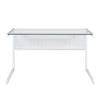 50" White C-Shaped Modern Glass Top Desk