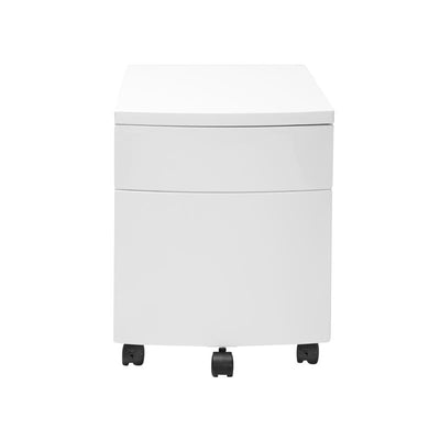 Sleek White Steel Rolling Office Filing Cabinet