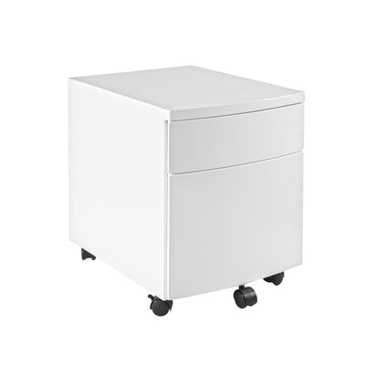 Sleek White Steel Rolling Office Filing Cabinet