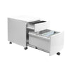 Sleek White Steel Rolling Office Filing Cabinet