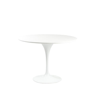 40" Compact Round High-Gloss White Meeting Table