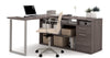 Modern L-shaped Desk with Integrated Storage in Bark Gray