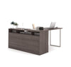 Modern L-shaped Desk with Integrated Storage in Bark Gray