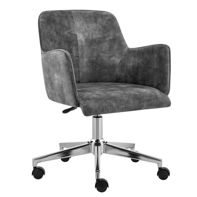 Gray Velvet Curved Office Chair