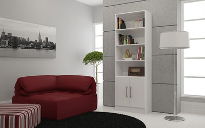 Contemporary Well-Crafted Tall White Bookcase