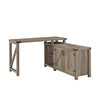 52" Weathered Gray L-Desk with Barn Doors