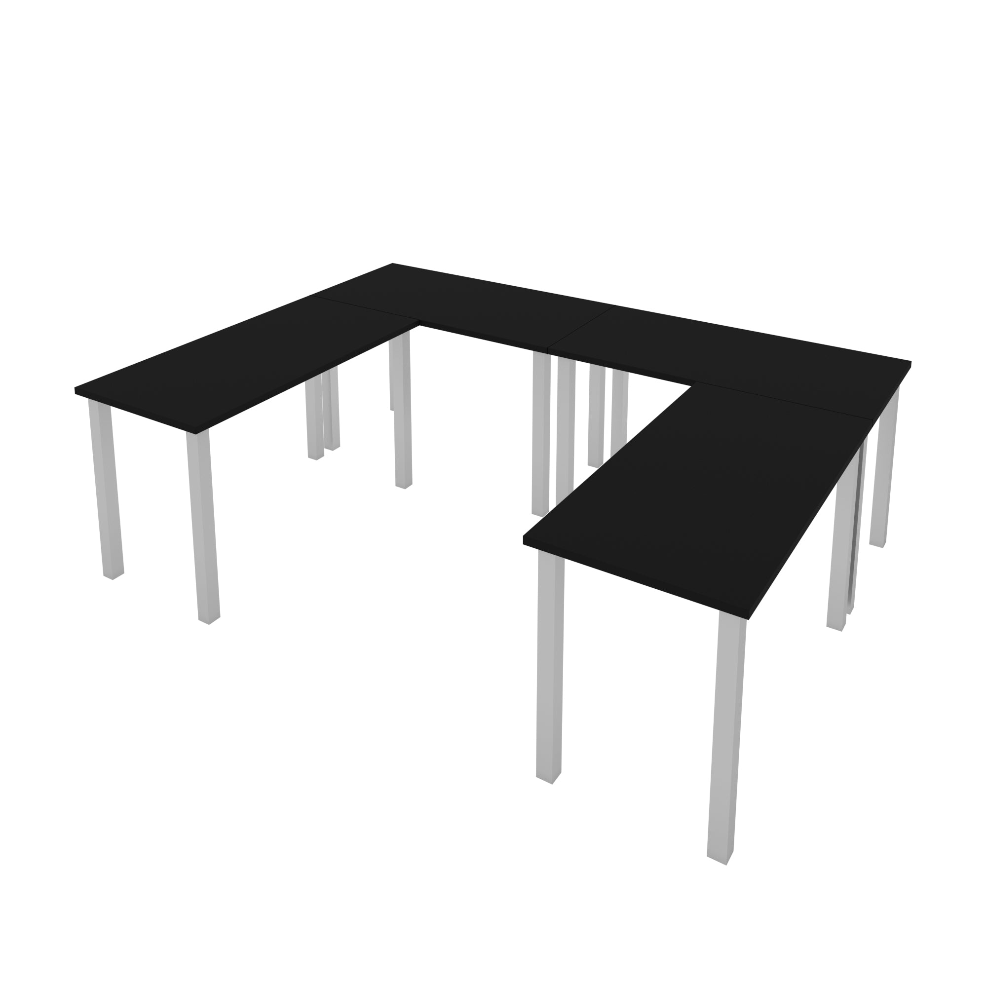 Set of Four 48" X 24" Modular Desks in Black