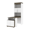 30" Collapsable Desk with Hutch in Walnut Gray/White