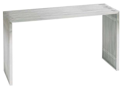 48" Executive Desk in Brushed Stainless Steel with Glass Top from Nuevo