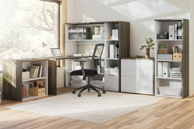 24" Narrow Bi-Color Bookcase in Walnut Gray & White