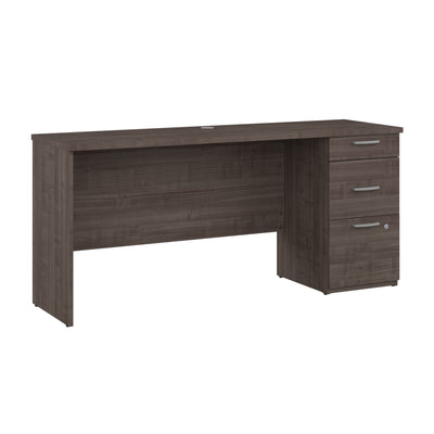65" Gray Maple Desk with Three Drawers