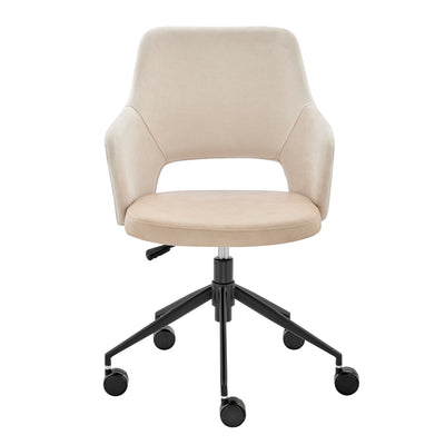 Beige Leatherette & Fabric Office Chair with Sculpted Armrests