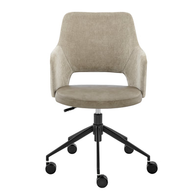 Taupe Fabric & Gray Leatherette Office Chair with Sculpted Armrests