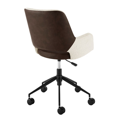 Elegant Office Chair in Ivory and Brown Leatherette
