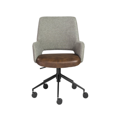 Light Gray Fabric & Dark Brown Leatherette Tilting Office Chair