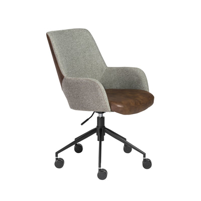 Light Gray Fabric & Dark Brown Leatherette Tilting Office Chair
