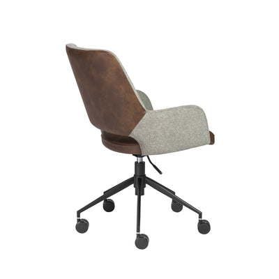 Light Gray Fabric & Dark Brown Leatherette Tilting Office Chair